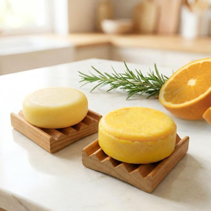 Wooden Shampoo Bar Holder Dish, Soap Saver Tray with Drainage (2 Pack)