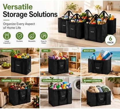 Homemell Heavy Duty Reusable Grocery Bags, Large Shopping Tote Bag, 4 Pack