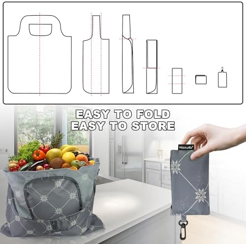 HOLYLUCK Reusable Grocery Bags,Heavy Duty Foldable Shopping Tote Bag (Standard, Geometric Patterns)