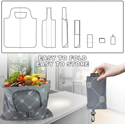 HOLYLUCK Reusable Grocery Bags,Heavy Duty Foldable Shopping Tote Bag (Standard, Geometric Patterns)