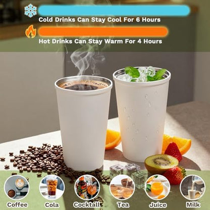 SPLMIFA Travel coffee mugs leak-proof, reusable coffee cup with lid, stainless steel vacuum insulated coffee tumblers, thermal insulation cups for men & women keep drinks hot & cold (6th-White, 12OZ)