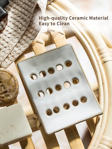 Soap Dish with Drainage, Bar Soap Holder for Bathroom, Hold 2 Bars