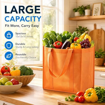 FF Sgdfc14 Pack Reusable Grocery Totes, Heavy Duty with Reinforced Handles, Foldable Large Capacity for Shopping (Multicolor)