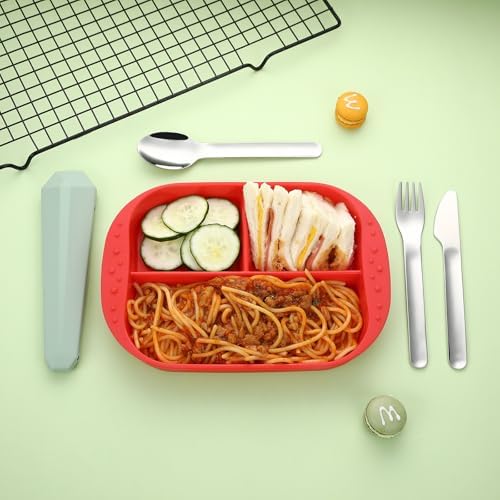 DEVICO Utensils for Lunch Box, 4Pcs Travel Silverware Set with Case, Green