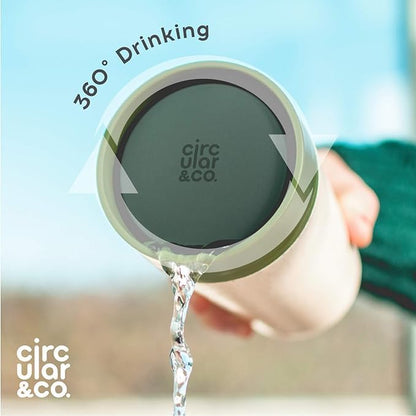 Circular and Co Leakproof Reusable Coffee Cup 12oz/340ml - The World's First Travel Mug Made from Recycled Coffee Cups, 100% Leak-Proof, Sustainable & Insulated (Black & Giggle Pink)