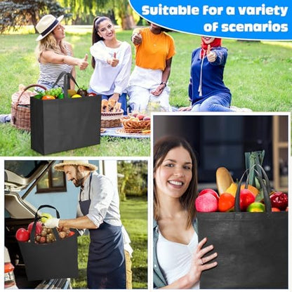 Windyun Reusable Grocery Bags Large Non Woven Shopping Bags with Handles Foldable Portable Tote, 16x6x12 Inch