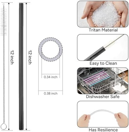 Replacement Straw Compatible with Stanley Quencher 40 oz,30 oz Tumbler, 12 inch Extra Long Reusable Straws Plastic For 40 Oz Cup,6 Pack