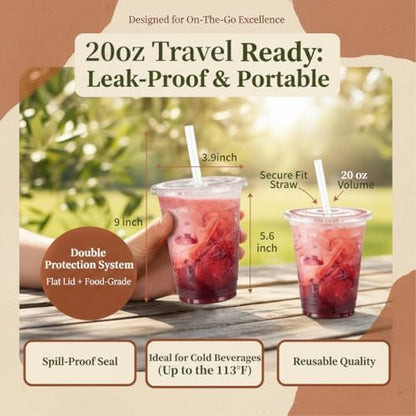 110 Pack 20 oz Disposable Clear Plastic Cups with Lids and Straws