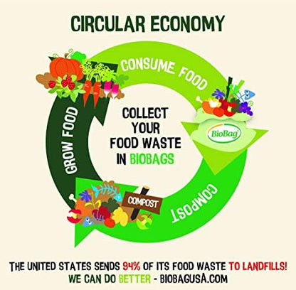 BioBag (USA) The Original Compostable Bag, 8 Gallon, 500 Count, 100% Certified Compostable Trash Bag Liners for Food Waste, Extra Strong and Durable