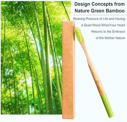 10 Pack Soft Bristles Bamboo Toothbrushes, Plastic Free Toothbrush
