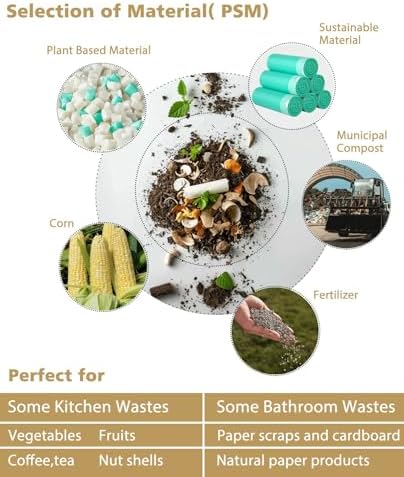Small Compost Bags 1.2 Gallon 125 Count, AYOTEE Drawstring Mini Trash Bag, Strong Compostable Trash Bags Small Bathroom Trash Bags for Home Kitchen Office Fit 4.5-5 Liter Trash Can, 1-1.5 Gal
