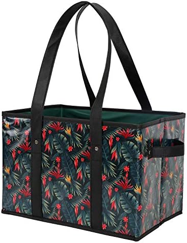 Foraineam Reusable Grocery Bags Set Durable Heavy Duty Tote Bag Collapsible Grocery Shopping Box Bag with Reinforced Bottom