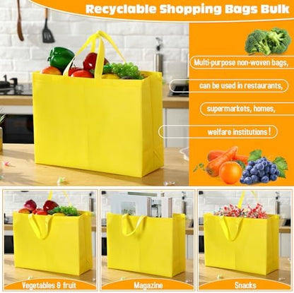 Windyun Reusable Grocery Bags Large Non Woven Shopping Bags with Handles Foldable Portable Tote, 16x6x12 Inch