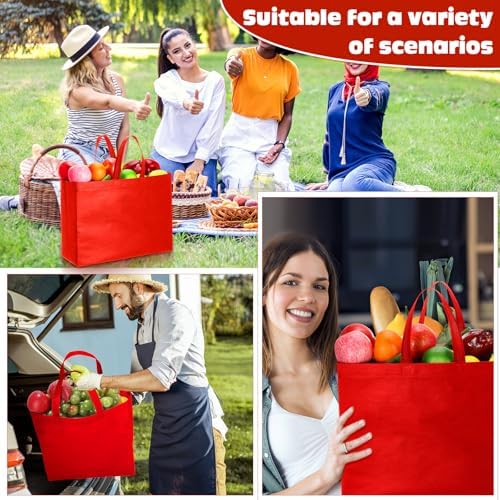Windyun Reusable Grocery Bags Large Non Woven Shopping Bags with Handles Foldable Portable Tote, 16x6x12 Inch