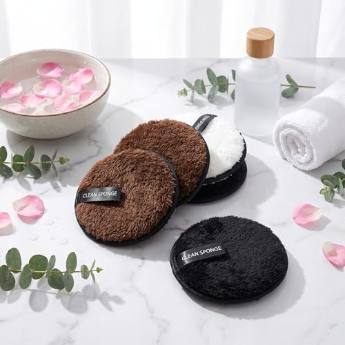 6Pcs Reusable Cotton Pads, Shimmeroo Reusable Cotton Rounds Makeup Remover Pads Double-Sided Facial Cleansing Puffs Round Make up Remover Pad for All Skin Types