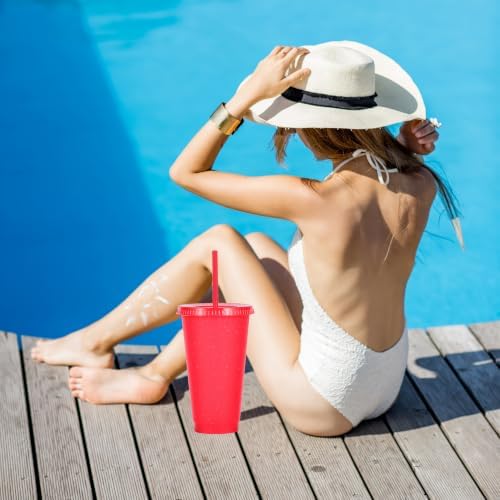 Suertestarry Tumbler with Straw and Lid,Water Bottle Iced Coffee Travel Mug Cup,Reusable Plastic Cups,Perfect for Parties,Birthdays,24oz-5 Pack (Solid Color, 10 pack)