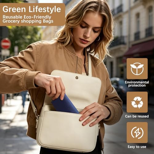 Reusable Grocery Bags 12.6 * 6.3 * 11.8 in - Non Woven Totes Bag with Reinforced Handles, Shopping Bags Bulk