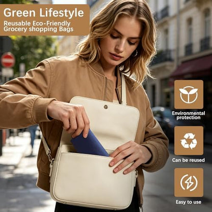Reusable Grocery Bags 12.6 * 6.3 * 11.8 in - Non Woven Totes Bag with Reinforced Handles, Shopping Bags Bulk
