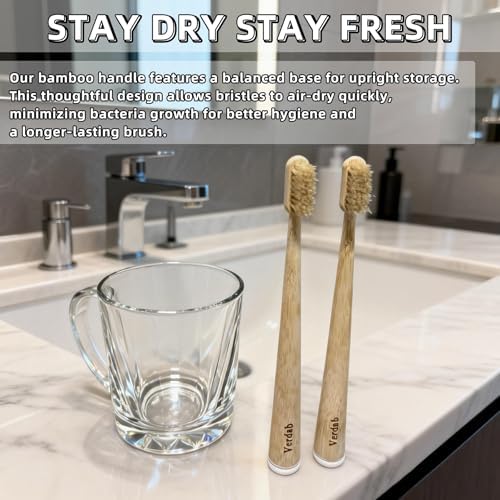 Boar Bristle Toothbrush & Bamboo Toothbrushes(5-Pack) - Plastic Free