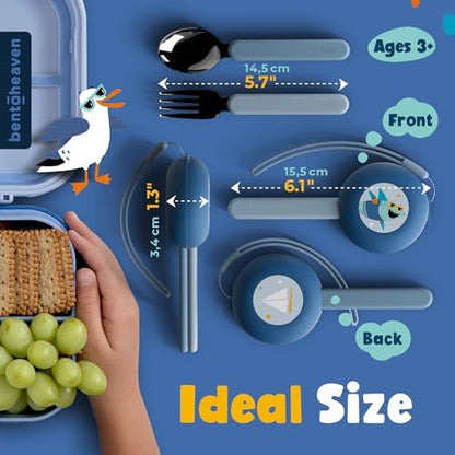 Bentoheaven Kids Utensils Set with Case, Reusable Fork & Spoon, Shark