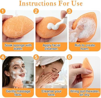 Reusable Face Scrubber Sponges – 3-Pack Gentle Exfoliating Makeup Remover Pads for Face Wash & Daily Skincare (Orange, Yellow, Gray)