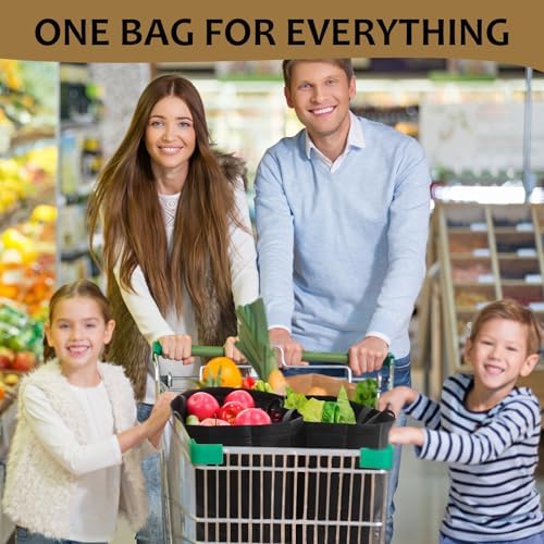 25 Pcs Reusable Tote Bag with Handles Bulk 16.1'' x 6.3'' x 11.8'' Extra Large Non Woven Grocery Shopping Bags for Shop Events Boutiques Retail Store(Black)