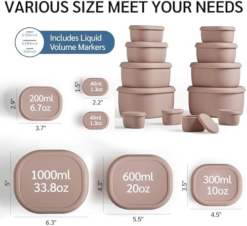 ISSEVE 12Pcs/Set Nesting Silicone Food Storage Containers with Lids