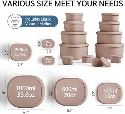 ISSEVE 12Pcs/Set Nesting Silicone Food Storage Containers with Lids