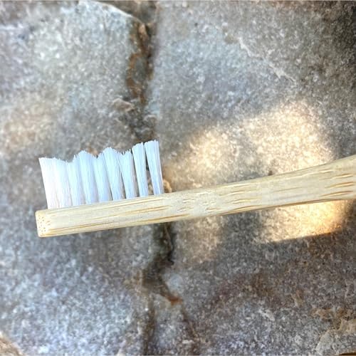 Adult Natural Bristle Toothbrush [4-Pack], Castor Bristles, 100% Biodegradable, Plant Based Bristles and Bamboo Handle