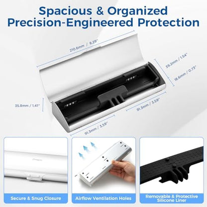 Aluminum Electric Toothbrush Travel Case, 2 in 1 Travel Toothbrush Holder for Oral B/Oral-B Pro 1000 1500 5000 and Most Electric Toothbrush for Traveling, Removable Silicone Liner-Silver