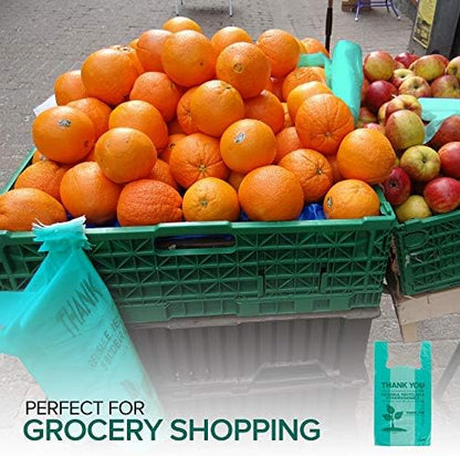 Stock Your Home Eco Grocery Bags Disposable T-Shirt Thank You Bag with Handles for Supermarket, Groceries, Produce, Shopping