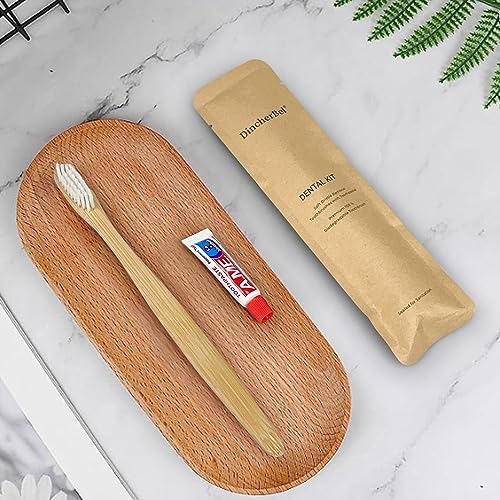Bamboo Toothbrushes Kit Bulk, 50 Disposable Toothbrushes with Toothpaste