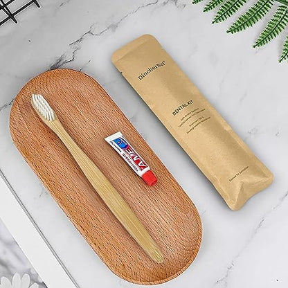 Bamboo Toothbrushes Kit Bulk, 50 Disposable Toothbrushes with Toothpaste