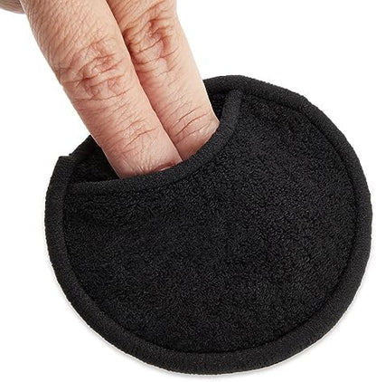 18 Pack Reusable Cotton Rounds for Makeup Removal with Bamboo Holder and Mesh Storage Bag (Black)