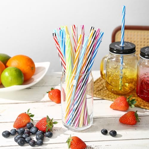 25 Pack 9.05" Plastic Reusable Replacement Drinking Straws