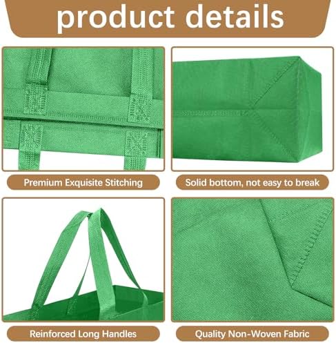 Reusable Grocery Bags 12.6 * 6.3 * 11.8 in - Non Woven Totes Bag with Reinforced Handles, Shopping Bags Bulk