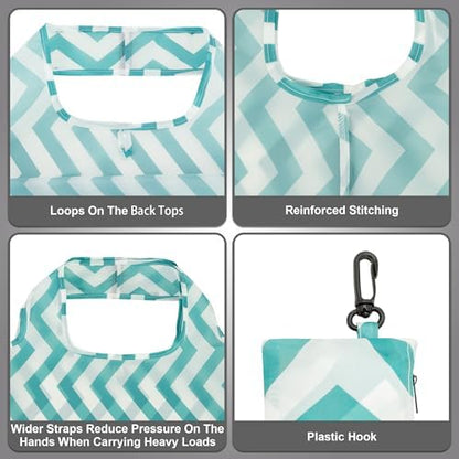 HOLYLUCK Reusable Grocery Bags,Heavy Duty Foldable Shopping Tote Bag (Standard, Geometric Patterns)