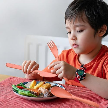 Reusable Travel Utensils Set with Case Wheat Straw Fork Spoon Knife Cutlery