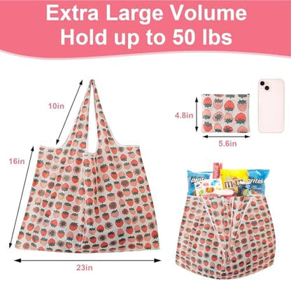 ZooviHyvi Extra Large 50lbs Foldable Reusable Shopping Bags kitchen reusable grocery bags Washable Polyester Bags in Pocket
