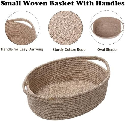 Woven Rope Basket,Baby Gift Basket with Bag & Ribbon, Mixed Brown