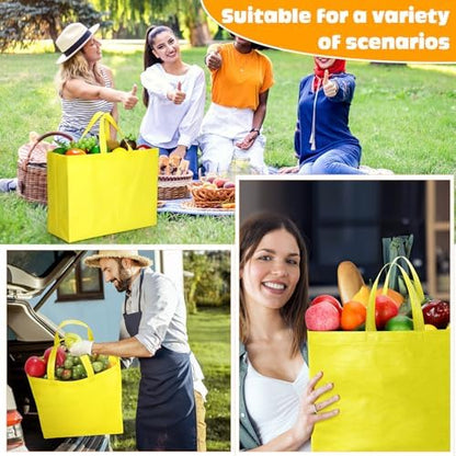 Windyun Reusable Grocery Bags Large Non Woven Shopping Bags with Handles Foldable Portable Tote, 16x6x12 Inch