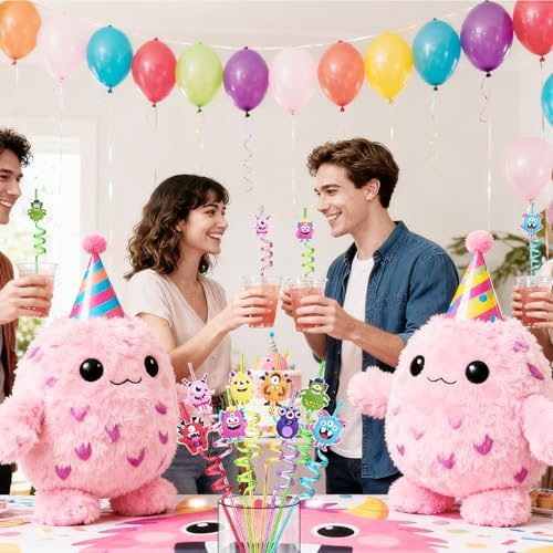 24 Reusable Monster Silly Crazy Straws for Kids School Birthday Party Favor