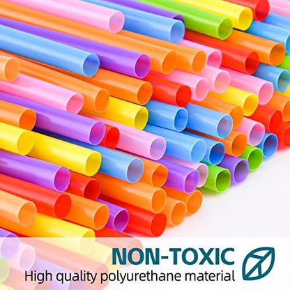 [Individually Wrapped] 200 Pcs Colorful Flexible Plastic Straw
