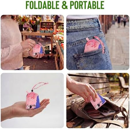 Stelle Lightweight Reusable Grocery Bag with Handles Ripstop Nylon Foldable Tote Shopping Bags for Travel and Groceries