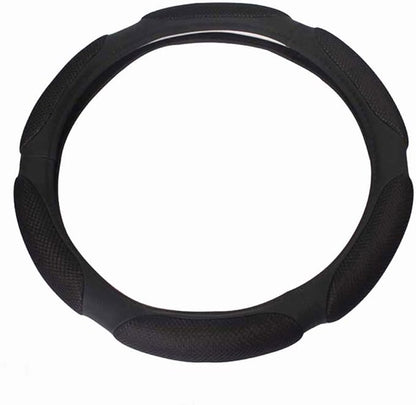 Steering Wheel Cover -Odorless, Cooler Hands in Summer, Warmer Hands in Winter (Black)