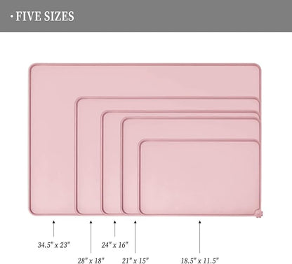 Reopet Waterproof Pet Feeding Mat with High Raised Edges, Heavier and Thicker Placemats for Cat Dog Water Bowl with BPA Free, Dogs Cats Food Mats for Messy Drinkers to Prevent Spill and Protect Floors