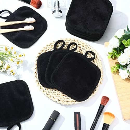 32 Pcs Makeup Remover Pads 5 x 5 Inch Soft Reusable Cloths, Black