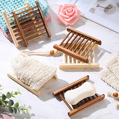 Irenare 120 Pcs Soap Saver Set, Wooden Dish Bar Soap Mesh Bag Pads Bulk