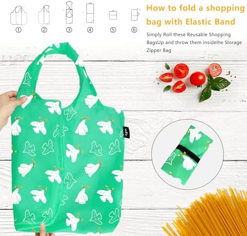 WFK Reusable Grocery Bags With Storage Box, Foldable Shopping Totes