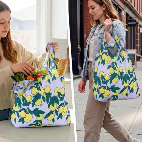 Stelle Lightweight Reusable Grocery Bag with Handles Ripstop Nylon Foldable Tote Shopping Bags for Travel and Groceries